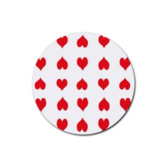 Heart Red Love Valentines Day Rubber Round Coaster (4 Pack)  by Bajindul