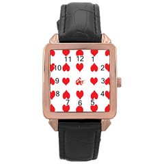 Heart Red Love Valentines Day Rose Gold Leather Watch  by Bajindul