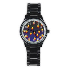 Flower Buds Floral Night Stainless Steel Round Watch by Bajindul