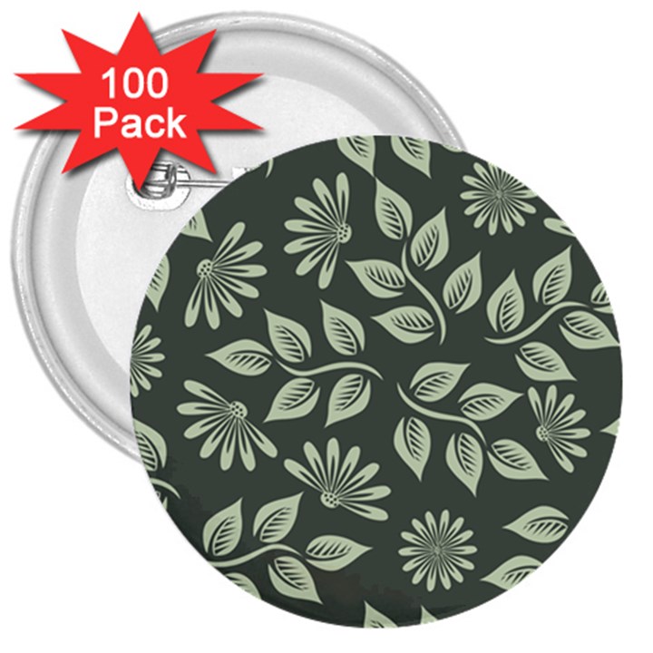 Flowers Pattern Spring Nature 3  Buttons (100 pack) 