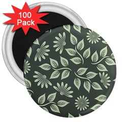 Flowers Pattern Spring Nature 3  Magnets (100 Pack)