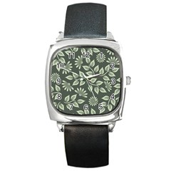 Flowers Pattern Spring Nature Square Metal Watch by Bajindul