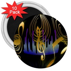 Background Level Clef Note Music 3  Magnets (10 Pack)  by Bajindul