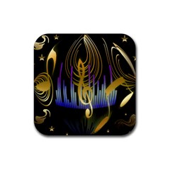 Background Level Clef Note Music Rubber Coaster (square)  by Bajindul