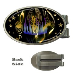 Background Level Clef Note Music Money Clips (oval)  by Bajindul