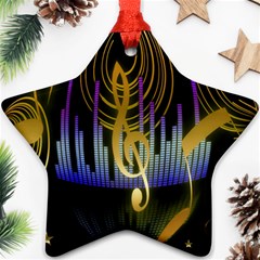 Background Level Clef Note Music Star Ornament (two Sides) by Bajindul