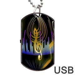 Background Level Clef Note Music Dog Tag Usb Flash (one Side) by Bajindul