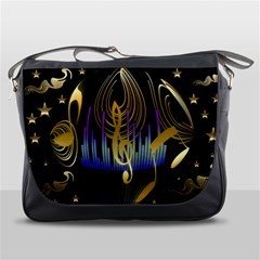 Background Level Clef Note Music Messenger Bag by Bajindul