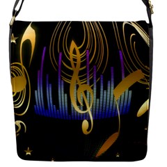 Background Level Clef Note Music Flap Closure Messenger Bag (s) by Bajindul