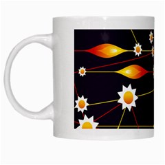 Flower Buds Floral Background White Mugs by Bajindul