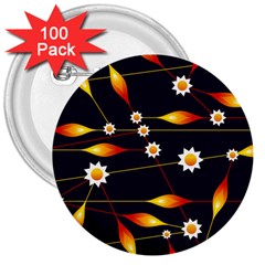 Flower Buds Floral Background 3  Buttons (100 Pack)  by Bajindul