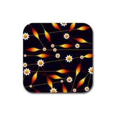 Flower Buds Floral Background Rubber Coaster (square)  by Bajindul