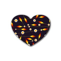 Flower Buds Floral Background Rubber Coaster (heart)  by Bajindul