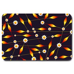 Flower Buds Floral Background Large Doormat  by Bajindul