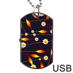 Flower Buds Floral Background Dog Tag Usb Flash (two Sides) by Bajindul