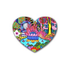 Pond Abstract  Heart Coaster (4 Pack)  by okhismakingart