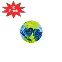 Heart Emotions Love Blue 1  Mini Buttons (10 Pack)  by Bajindul