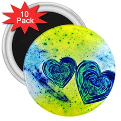 Heart Emotions Love Blue 3  Magnets (10 Pack)  by Bajindul