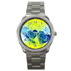 Heart Emotions Love Blue Sport Metal Watch by Bajindul