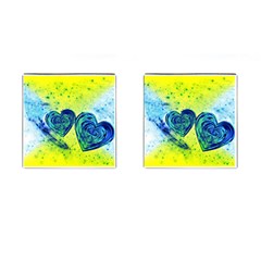 Heart Emotions Love Blue Cufflinks (square) by Bajindul