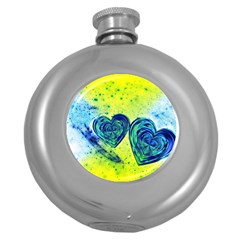 Heart Emotions Love Blue Round Hip Flask (5 Oz) by Bajindul