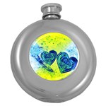 Heart Emotions Love Blue Round Hip Flask (5 oz) Front