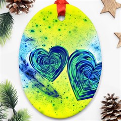 Heart Emotions Love Blue Oval Ornament (two Sides) by Bajindul