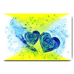 Heart Emotions Love Blue Large Doormat  by Bajindul