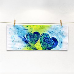 Heart Emotions Love Blue Hand Towel by Bajindul