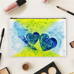 Heart Emotions Love Blue Cosmetic Bag (large) by Bajindul