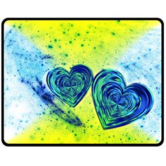 Heart Emotions Love Blue Fleece Blanket (medium)  by Bajindul