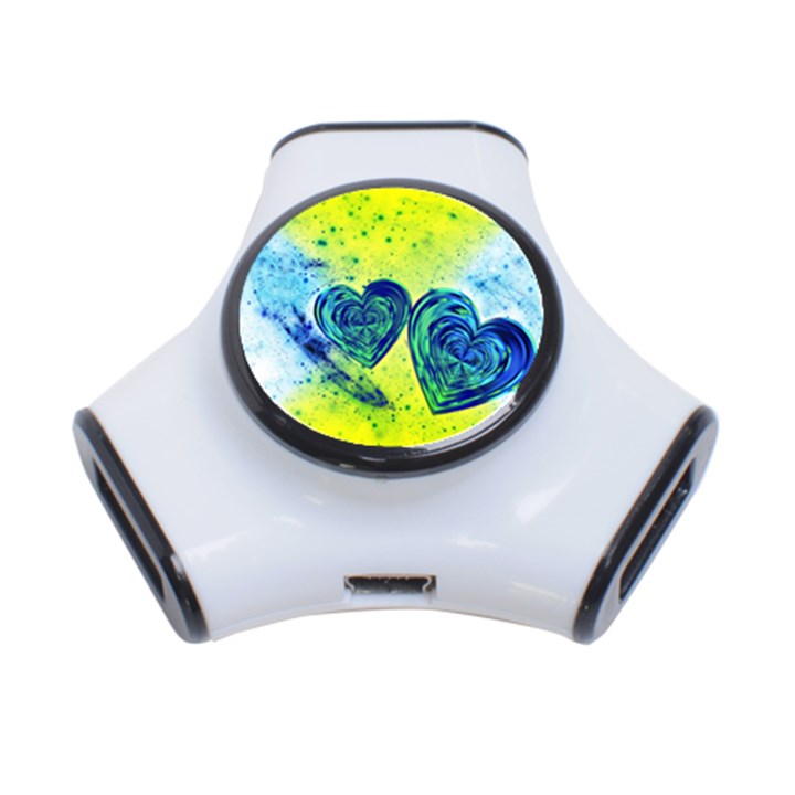 Heart Emotions Love Blue 3-Port USB Hub