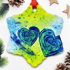 Heart Emotions Love Blue Snowflake Ornament (two Sides) by Bajindul