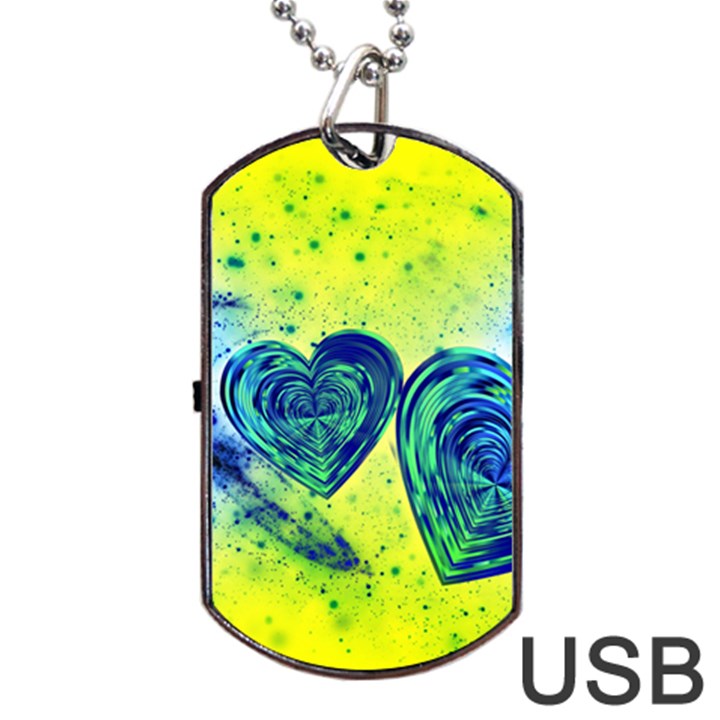 Heart Emotions Love Blue Dog Tag USB Flash (Two Sides)