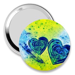 Heart Emotions Love Blue 3  Handbag Mirrors by Bajindul