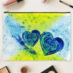 Heart Emotions Love Blue Cosmetic Bag (xxxl) by Bajindul