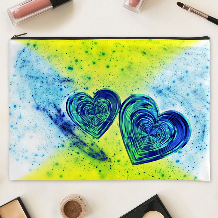 Heart Emotions Love Blue Cosmetic Bag (XXXL)