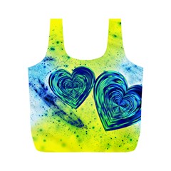 Heart Emotions Love Blue Full Print Recycle Bag (m) by Bajindul