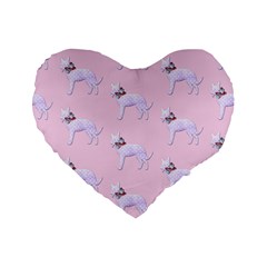 Dogs Pets Animation Animal Cute Standard 16  Premium Flano Heart Shape Cushions by Bajindul