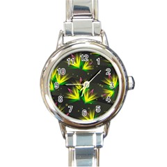 Floral Abstract Lines Round Italian Charm Watch by Bajindul