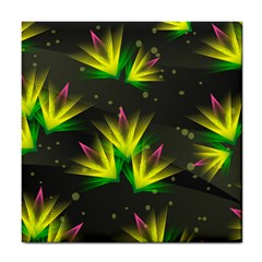 Floral Abstract Lines Tile Coasters by Bajindul