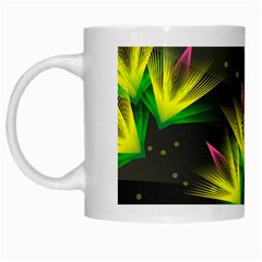 Floral Abstract Lines White Mugs