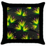 Floral Abstract Lines Throw Pillow Case (Black) Front