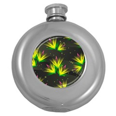 Floral Abstract Lines Round Hip Flask (5 Oz) by Bajindul