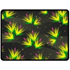 Floral Abstract Lines Fleece Blanket (large)  by Bajindul