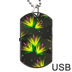 Floral Abstract Lines Dog Tag Usb Flash (two Sides) by Bajindul