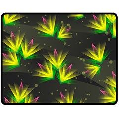 Floral Abstract Lines Double Sided Fleece Blanket (medium)  by Bajindul