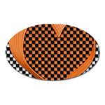 Heart Chess Board Checkerboard Oval Magnet Front