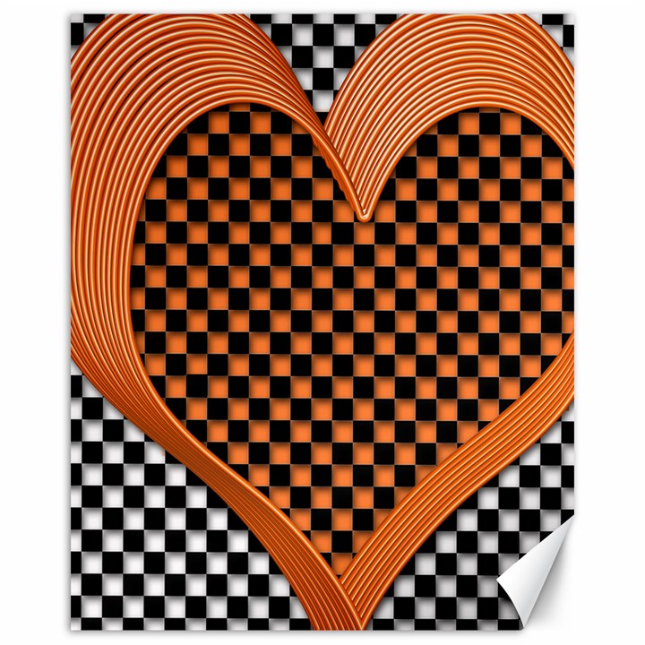 Heart Chess Board Checkerboard Canvas 16  x 20 