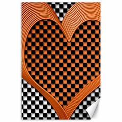 Heart Chess Board Checkerboard Canvas 24  X 36  by Bajindul